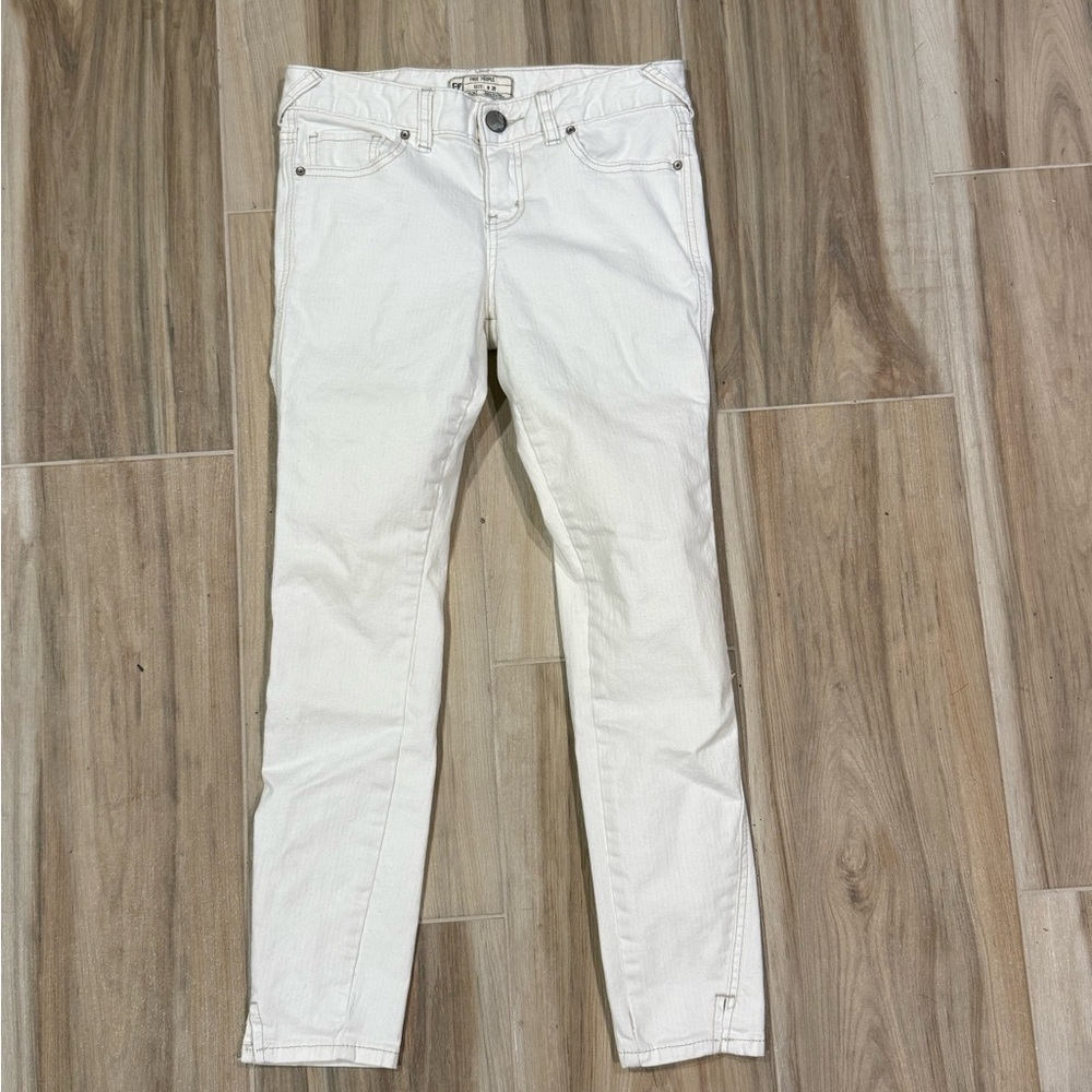 Free People Cream Denim Pants